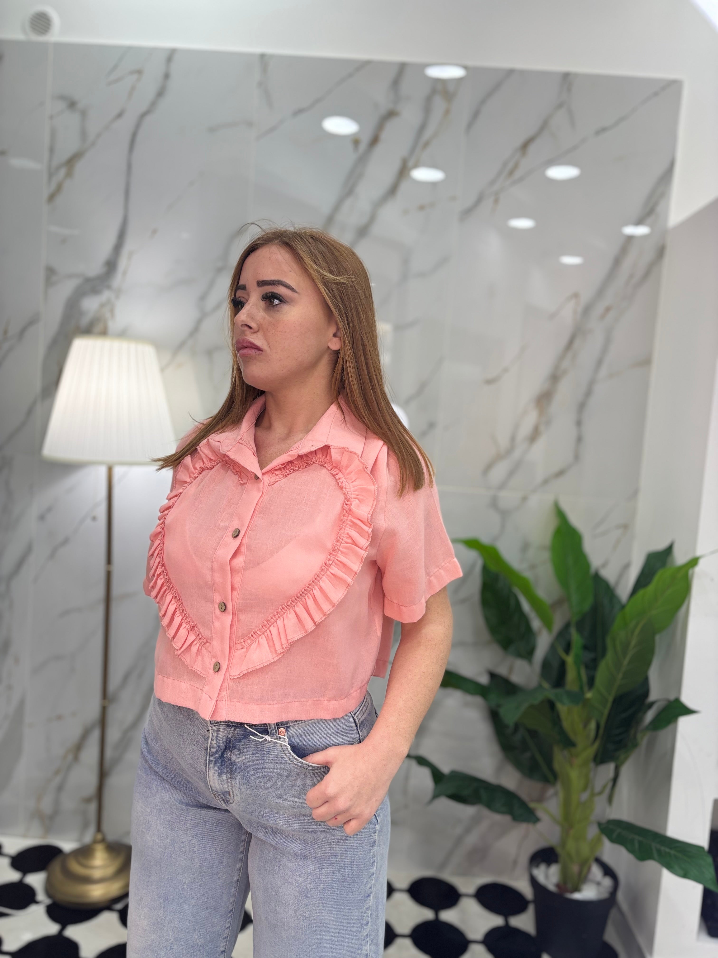 Camicia cuore in lino