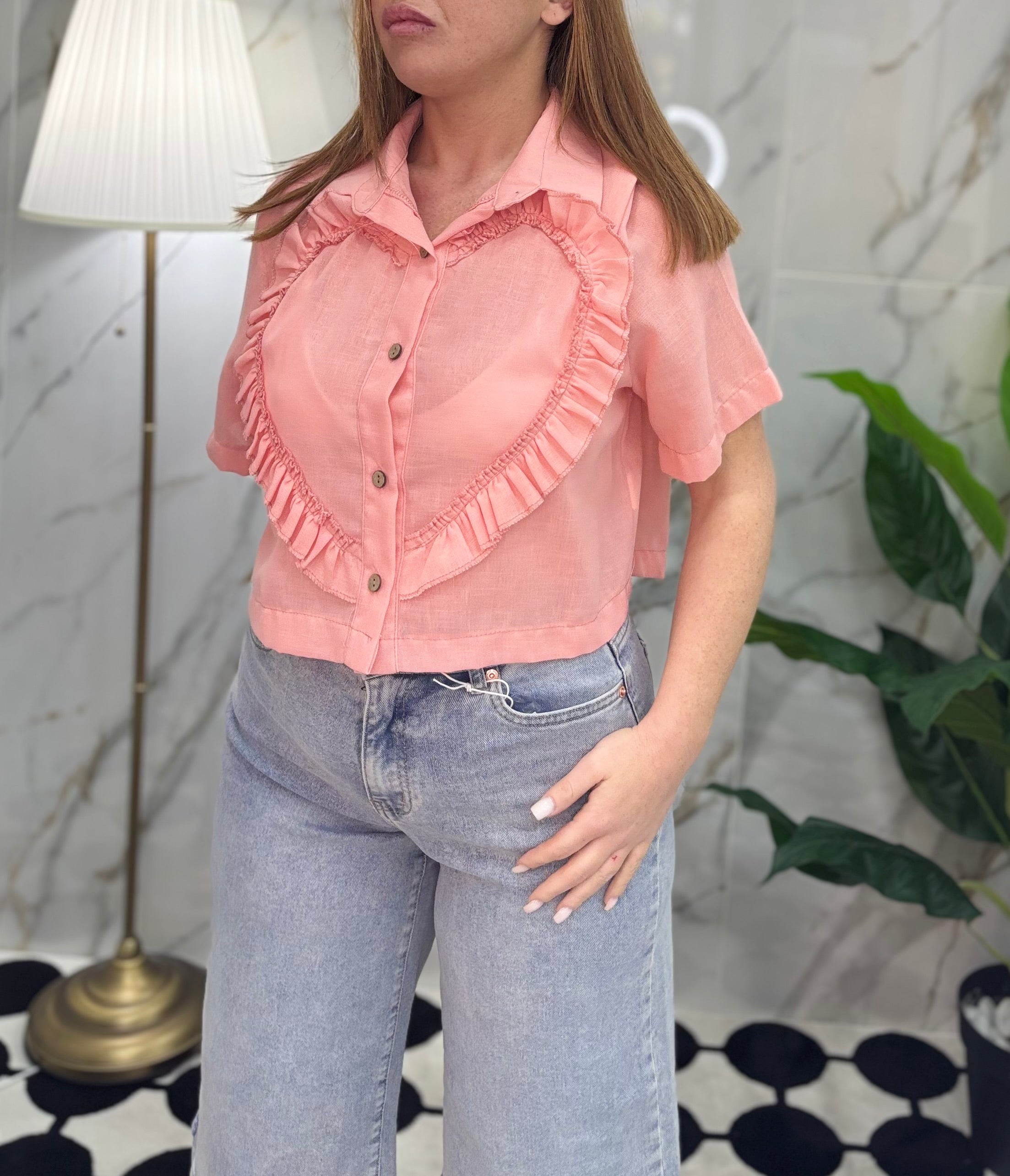 Camicia cuore in lino