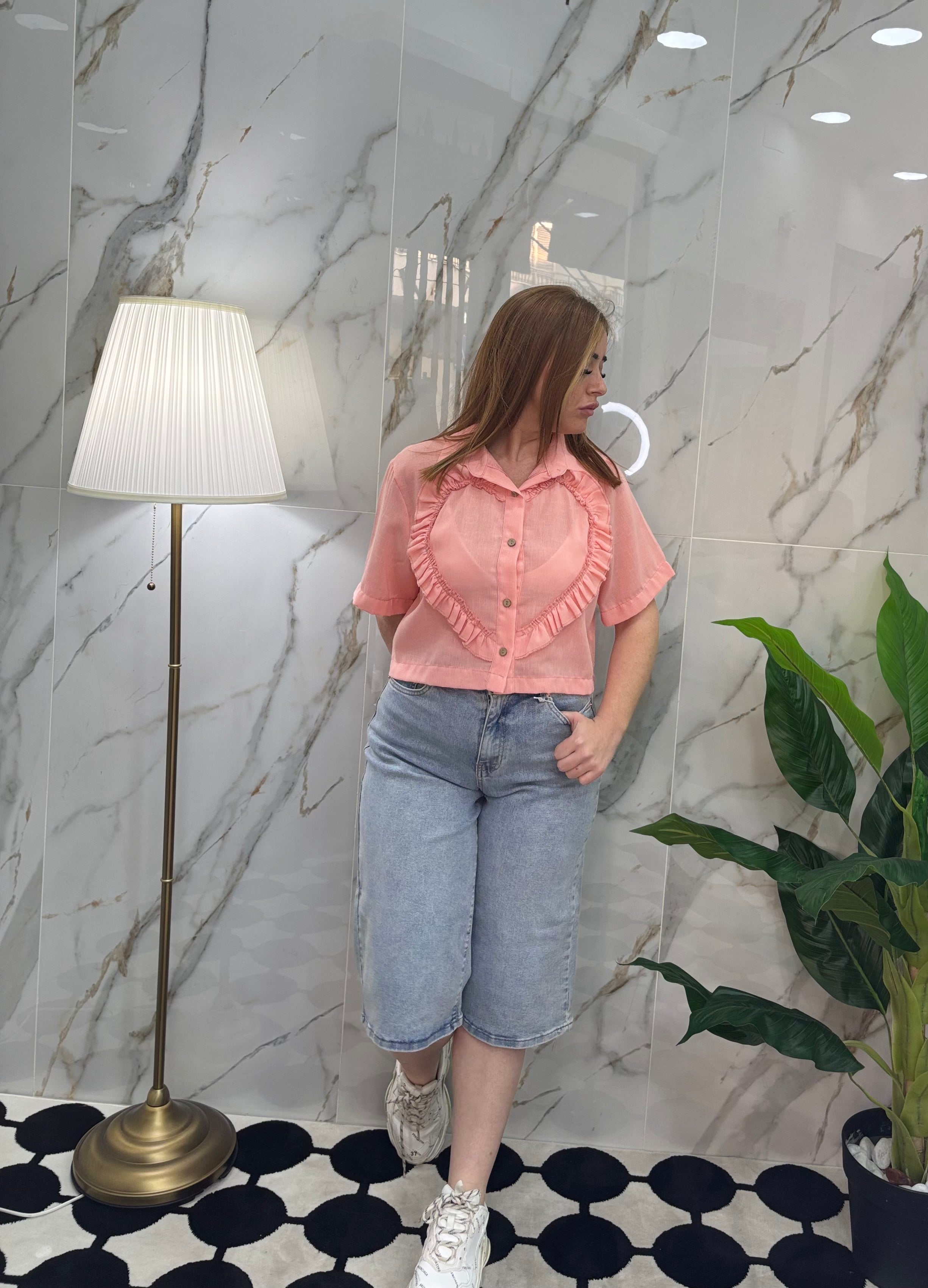 Camicia cuore in lino
